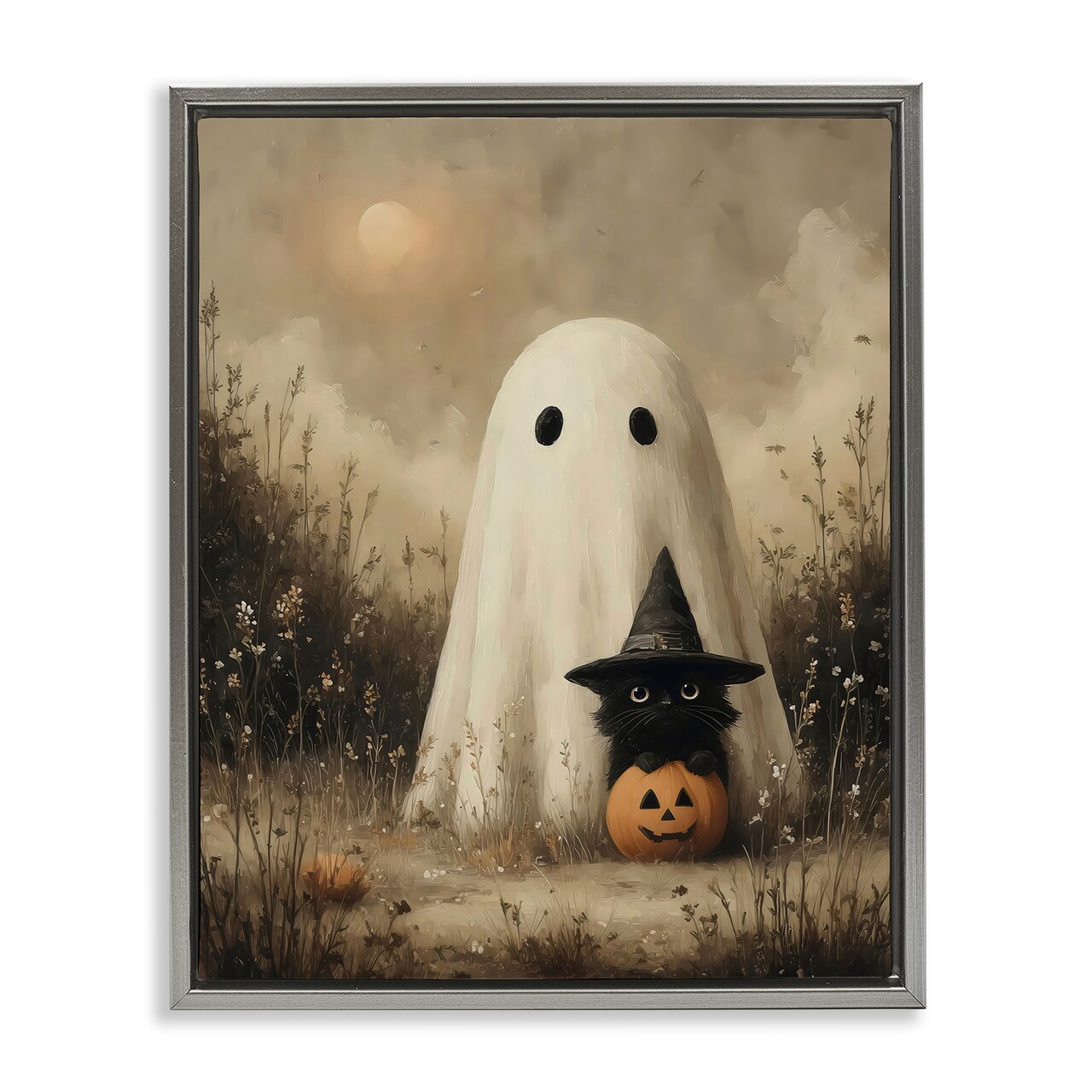 Stupell Industries Ghost with Black Kitten Floating Frame, design by Arlington Prints